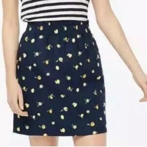 J.Crew Factory Lemon Print Linen Cotton Blend Skirt Size 2